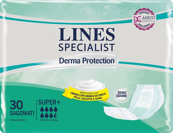 PANNOLONE PER INCONTINENZA LINES SPECIALIST DERMA SAGOMATO SUPER+ 30 PEZZI - Farmacia De Pasquale