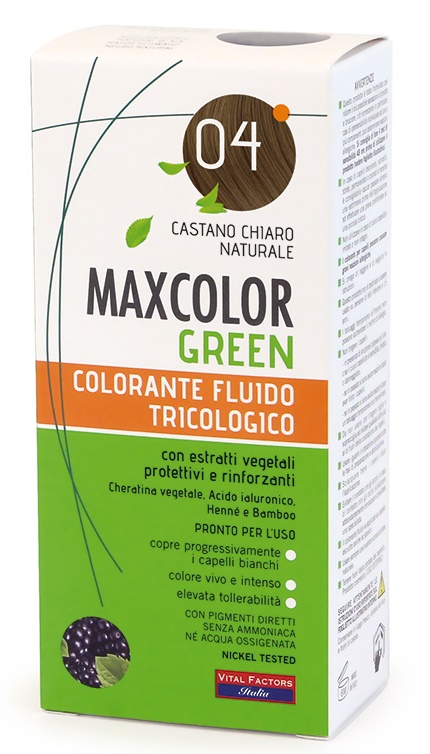 MAXCOLOR GREEN 04 CASTANO CHIARO NATURALE 75 ML + BALSAMO 15 ML - Farmacia De Pasquale