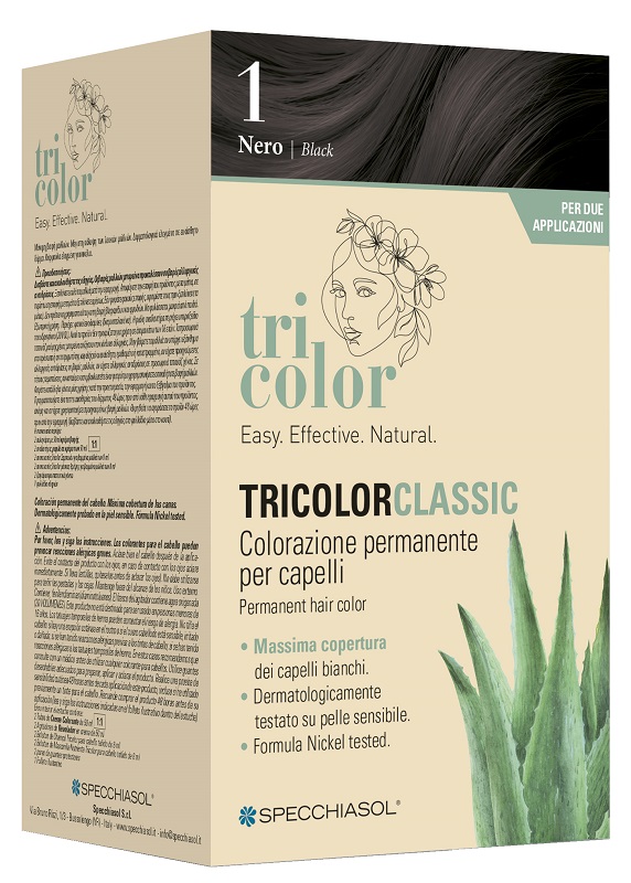 TRICOLOR CLASSIC 1 NERO 2 TUBI 50 ML + 2 SHAKER 50 ML + 4 BUSTINE 8 ML - Farmacia De Pasquale