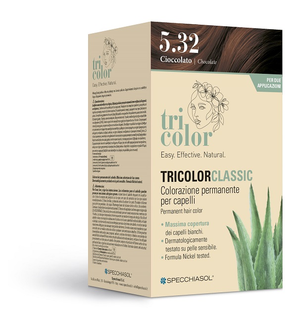 TRICOLOR CLASSIC 5,32 CIOCCOLATO 2 TUBI 50 ML + 2 SHAKER 50 ML + 4 BUSTINE 8 ML - Farmacia De Pasquale