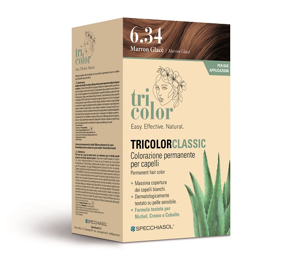 TRICOLOR CLASSIC 6,34 MARRON GLACE' 2 TUBI 50 ML + 2 SHAKER 50 ML + 4 BUSTINE 8 ML - Farmacia De Pasquale