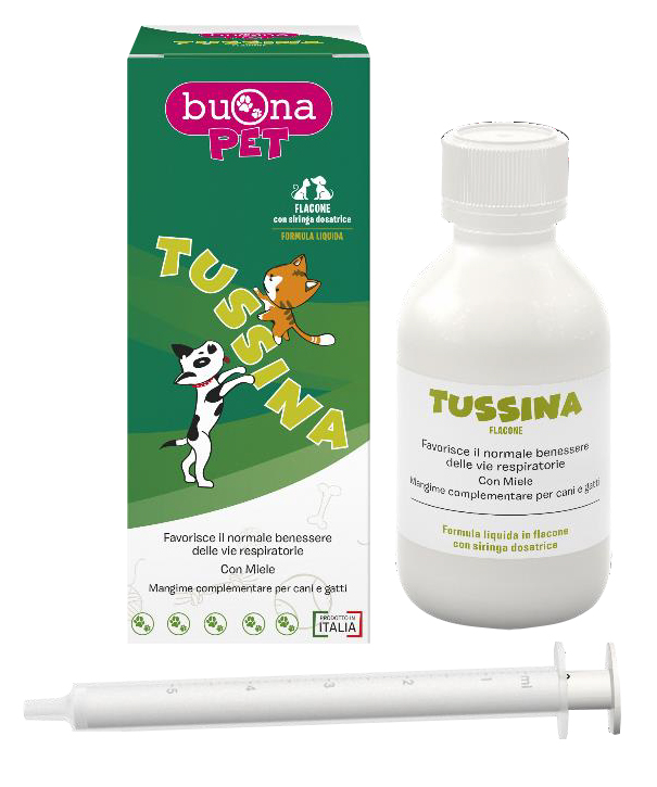 TUSSINA FLACONE CANI E GATTI CON SIRINGA DOSATRICE 100 G BUONAPET - Farmacia De Pasquale