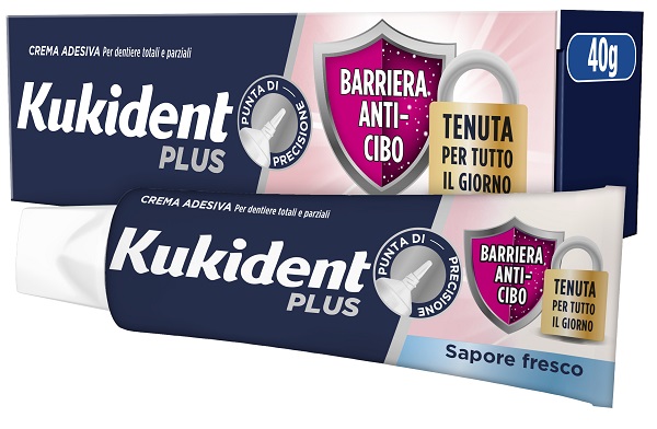 KUKIDENT PLUS BARRIERA ANTI-CIBO FRESCO CREMA ADESIVA DENTIERE 40 G - Farmacia De Pasquale