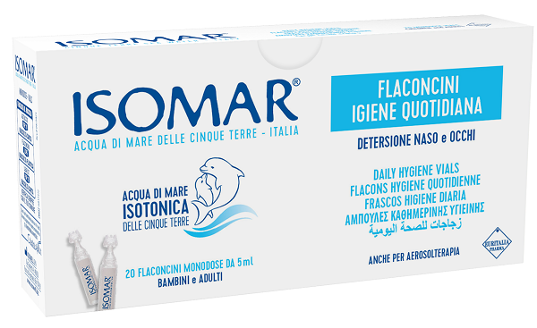ISOMAR SOLUZIONE ISOTONICA ACQUA MARE IGIENE QUOTIDIANA 20 FLACONCINI MONODOSE 5 ML - Farmacia De Pasquale