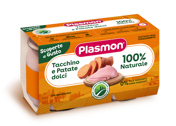 PLASMON OMOGENEIZZATI TACCHINO PATATE DOLCI 2 PEZZI DA 120 G - Farmacia De Pasquale