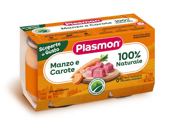 PLASMON OMOGENEIZZATI MANZO CAROTE 2 PEZZI DA 120 G - Farmacia De Pasquale