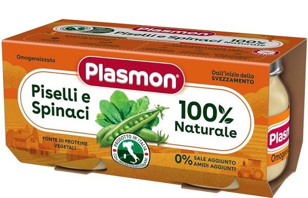PLASMON OMOGENEIZZATO PISELLI SPINACI 2 PEZZI DA 80 G - Farmacia De Pasquale