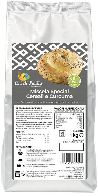 ORI DI SICILIA MIX CEREALI E CURCUMA 1 KG - Farmacia De Pasquale
