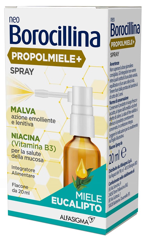 NEOBOROCILLINA PROPOLMIELE+ SPRAY MIELE EUCALIPTO 20 ML - Farmacia De Pasquale