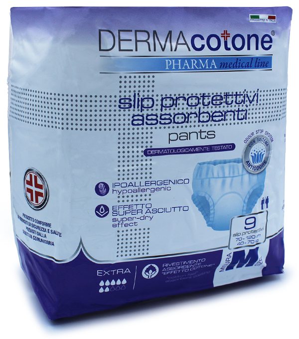 SLIP PROTETTIVO ASSORBENTE PANTS DERMACOTONE M 9 PEZZI - Farmacia De Pasquale