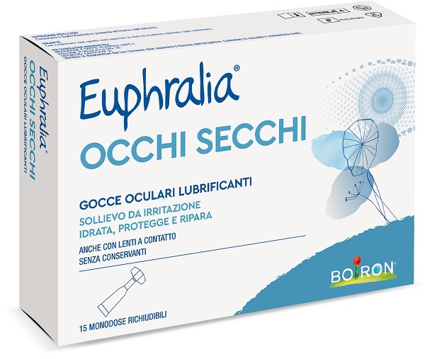 GOCCE OCULARI LUBRIFICANTI EUPHRALIA OCCHI SECCHI 15 MONODOSE RICHIUDIBILI X 0,5 ML - Farmacia De Pasquale