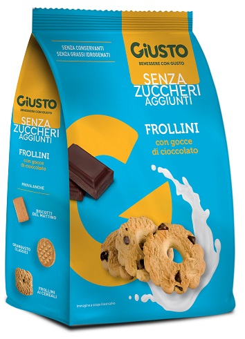 GIUSTO SENZA ZUCCHERO FROLLINI GOCCE CIOCCOLATO SENZA ZUCCHERO 350 G - Farmacia De Pasquale
