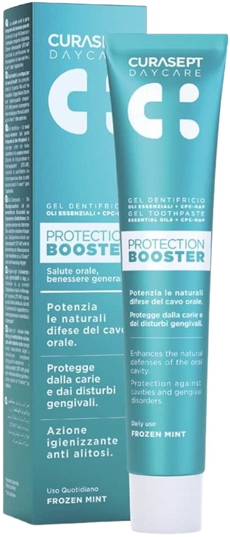 CURASEPT DAYCARE DENTIFRICIO PROTECTION BOOSTER FROZEN MINT 75 ML - Farmacia De Pasquale