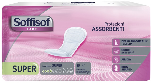 PANNOLONE PER INCONTINENZA SOFFISOF LADY AIR DRY SUPER 15 PEZZI - Farmacia De Pasquale