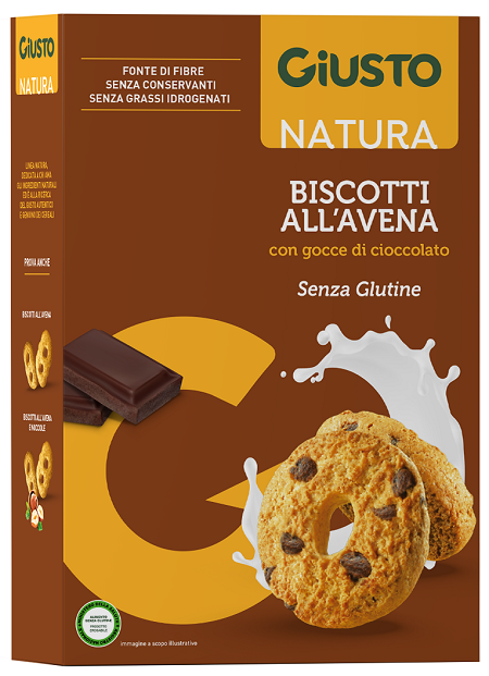 GIUSTO SENZA GLUTINE BISCOTTI AVENA GOCCE CIOCCOLATO 250 G - Farmacia De Pasquale