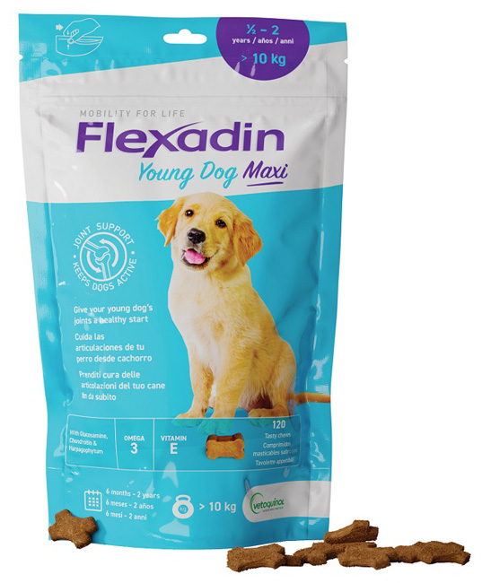 FLEXADIN YOUNG DOG MAXI 120 TAVOLETTE APPETIBILI - Farmacia De Pasquale