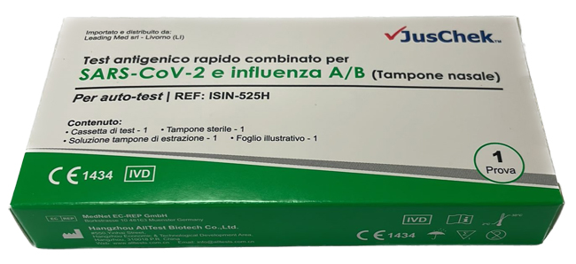 TEST ANTIGENICO RAPIDO COVID-19 JUSCHEK AUTODIAGNOSTICO DETERMINAZIONE QUALITATIVA ANTIGENI SARS-COV-2 E INFLUENZA A+B IN TAMPONI NASALI MEDIANTE IMMUNOCROMATOGRAFIA - Farmacia De Pasquale