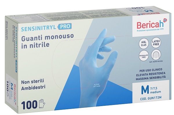 GUANTO MONOUSO SENSINITRYL PRO IN NITRILE MEDIUM 100 PEZZI - Farmacia De Pasquale