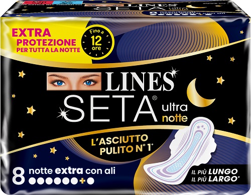LINES SETA ULTRA ASSORBENTI NOTTE 8 PEZZI - Farmacia De Pasquale