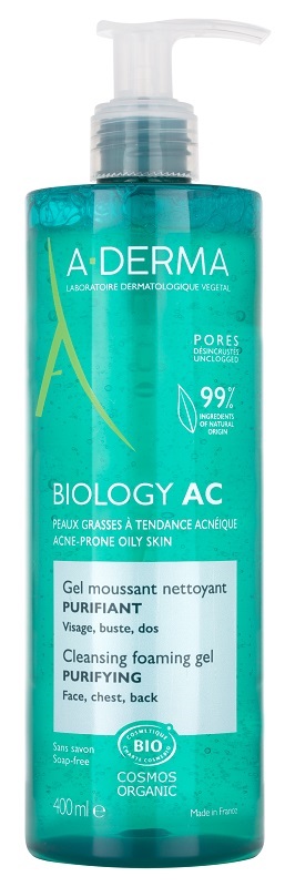 ADERMA BIOLOGY AC GEL DETERGENTE SCHIUMOGENO PURIFICANTE 400 ML - Farmacia De Pasquale