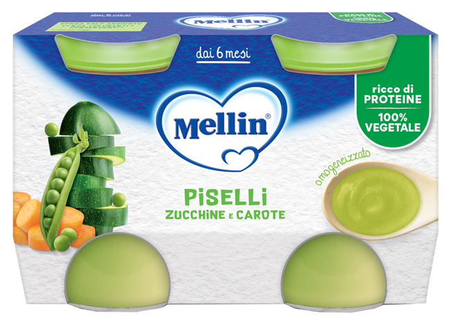 MELLIN OMOGENEIZZATO PISELLI E CAROTE 2 PEZZI DA 130 G - Farmacia De Pasquale