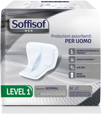 PANNOLONE PER INCONTINENZA SAGOMATO SOFFISOF MEN LEVEL 1 12 PEZZI - Farmacia De Pasquale