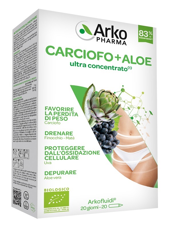 ARKOFLUIDI CARCIOFO+ALOE VERA 20 FLACONCINI 200 G - Farmacia De Pasquale