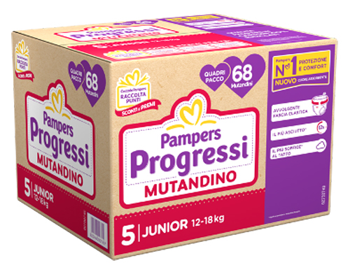 PAMPERS PROGRESSI MUTANDINA QUADRI JUNIOR 68 PEZZI - Farmacia De Pasquale