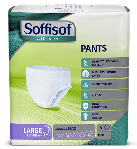 PANNOLONE SOFFISOF AIR DRY PANTS MAXI LARGE 8 PEZZI - Farmacia De Pasquale