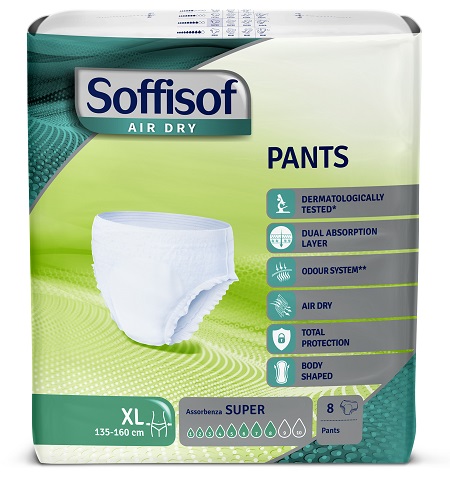 PANNOLONE SOFFISOF AIR DRY PANTS SUPER EXTRALARGE 8 PEZZI - Farmacia De Pasquale
