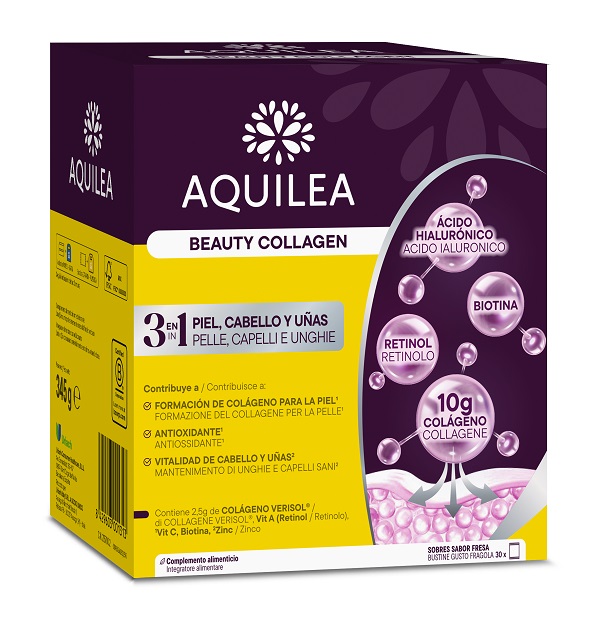 AQUILEA BEAUTY COLLAGEN 30 BUSTINE GUSTO FRAGOLA SENZA GLUTINE SENZA LATTOSIO - Farmacia De Pasquale