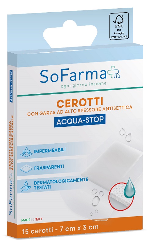 CEROTTO ACQUASTOP 7X3 CM 15 PEZZI SOFARMAPIU' - Farmacia De Pasquale