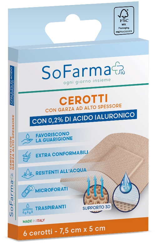 CEROTTO CICATRIZZANTE 7,5X5 CM 6 PEZZI SOFARMAPIU' - Farmacia De Pasquale