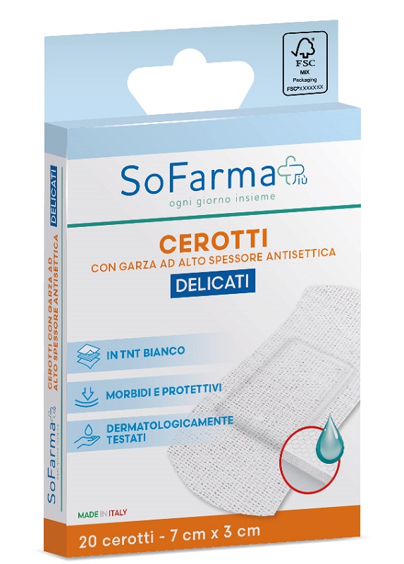 CEROTTO DELICATO 7X3 CM 20 PEZZI SOFARMAPIU' - Farmacia De Pasquale