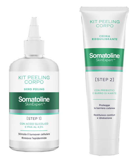 SOMATOLINE SKIN EXPERT KIT PEELING CORPO 1 GEL PEELING 200 ML + 1 CREMA RIEQUILIBRANTE 100 ML - Farmacia De Pasquale