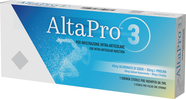 SIRINGA INTRA-ARTICOLARE ALTAPRO 1 ACIDO IALURONICO 40MG E L PROLINA 30MG 2 ML 1 PEZZO - Farmacia De Pasquale