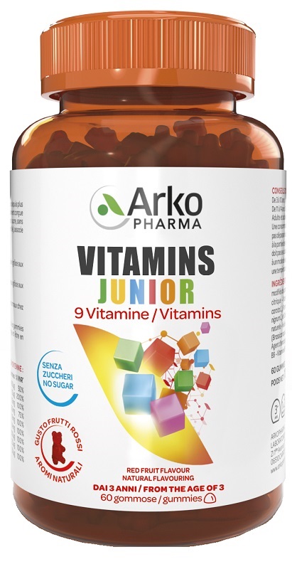 VITAMINS JUNIOR 60 GUMMIES SENZA ZUCCHERI GUSTO FRUTTI ROSSI - Farmacia De Pasquale