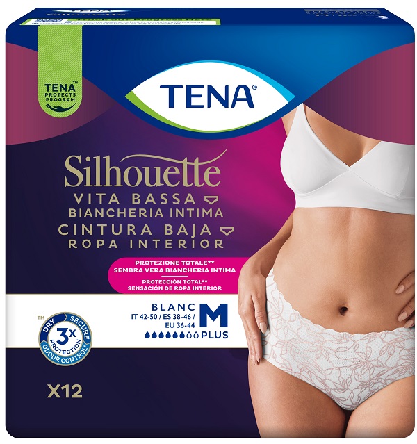 PANNOLONE A MUTANDINA ASSORBENTE TENA SILHOUETTE PLUS WHITE MEDIUM 12 PEZZI - Farmacia De Pasquale