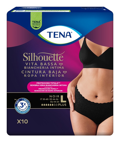 PANNOLONE A MUTANDINA ASSORBENTE TENA SILHOUETTE NOIR L VITA BASSA 10 PEZZI - Farmacia De Pasquale