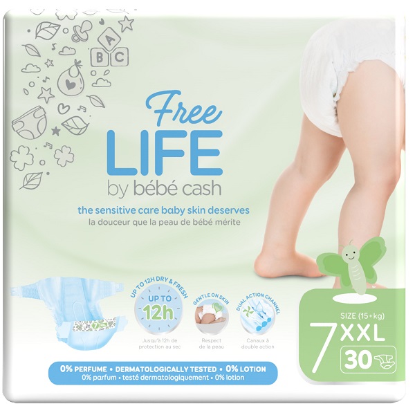 FREELIFE BY BEBECASH PANNOLINI XXL TAGLIA 7 15 KG+ 30 PEZZI - Farmacia De Pasquale