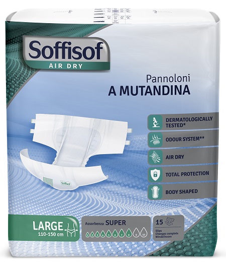 PANNOLINO MUTANDINA AIR DRY SOFFISOF SUPER L 15 PEZZI - Farmacia De Pasquale