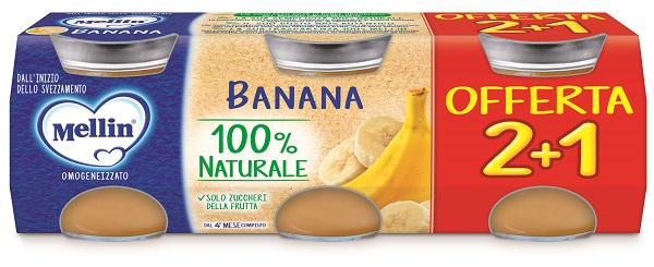 MELLIN OMOGENEIZZATO BANANA 3 PEZZI DA 100 G - Farmacia De Pasquale