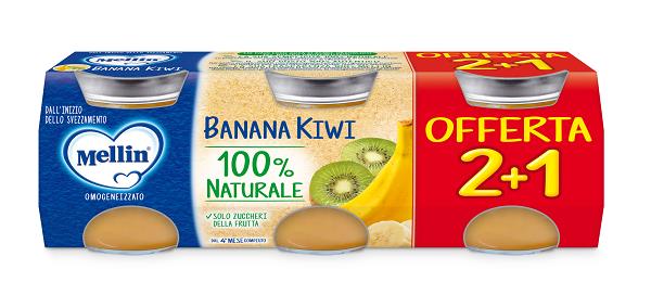 MELLIN OMOGENEIZZATO BANANA KIWI 3 PEZZI DA 100 G - Farmacia De Pasquale