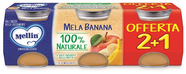 MELLIN OMOGENEIZZATO MELA BANANA 3 PEZZI DA 100 G - Farmacia De Pasquale