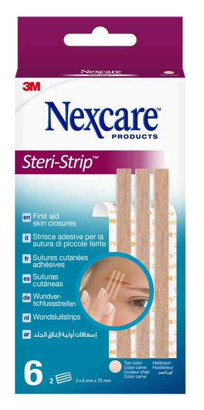 STRISCIA ADESIVA SUTURA PICCOLE FERITE NEXCARE STERI-STRIP CARNE 6X75 MM 6 PEZZI - Farmacia De Pasquale