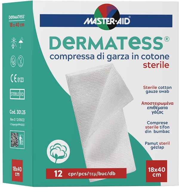 GARZA IDROFILA DERMATESS COTONE 18X40 12 PEZZI - Farmacia De Pasquale
