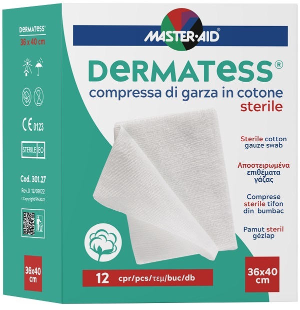 GARZA COMPRESSA DERMATESS IN COTONE 36X40CM 12 PEZZI - Farmacia De Pasquale