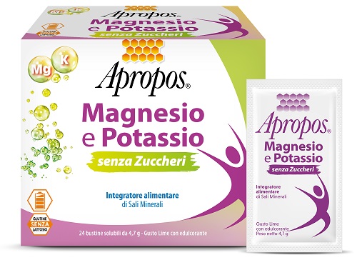 APROPOS MAGNESIO E POTASSIO SENZA ZUCCHERI 24 BUSTINE GUSTO LIME - Farmacia De Pasquale