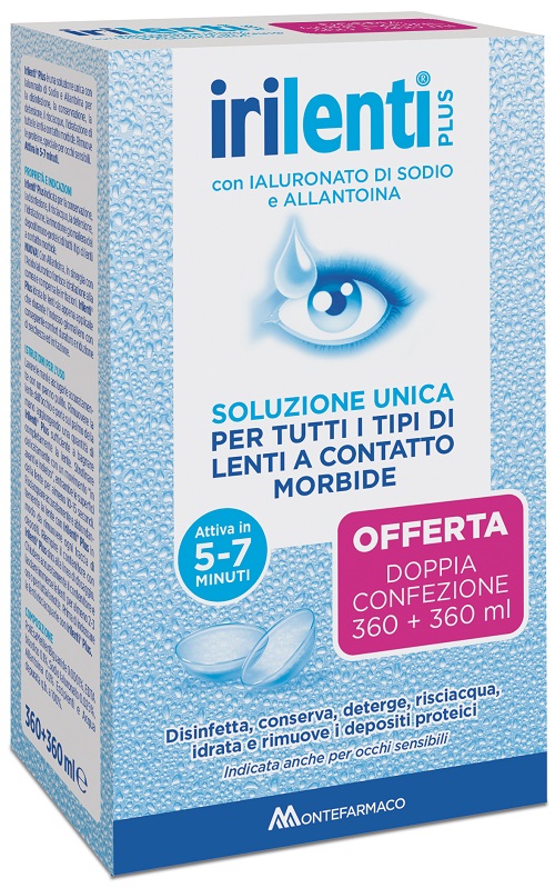 SOLUZIONE UNICA PER LENTI A CONTATTO IRILENTI 2 PEZZI DA 360 ML - Farmacia De Pasquale