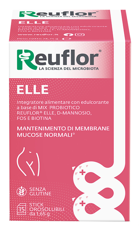 REUFLOR ELLE 15 STICK OROSOLUBILI DA 1,65 G SENZA GLUTINE - Farmacia De Pasquale
